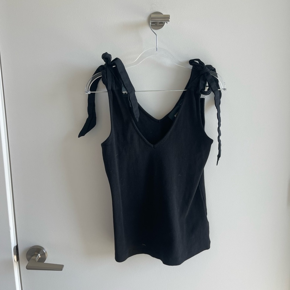 Mauve Black Ribbed Tie Tank